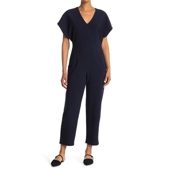 NEW Club Monaco Janah V-Neck Jumpsuit In Aviator Navy Blue Size 2 Quiet Luxe - Picture 2 of 11